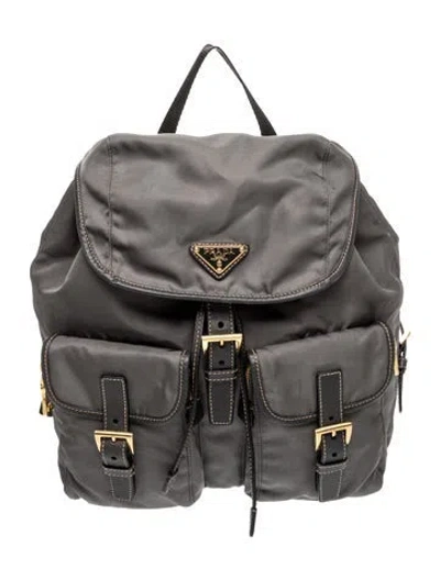 Pre-owned Prada Tessuto Re-nylon Backpack Small In Gray