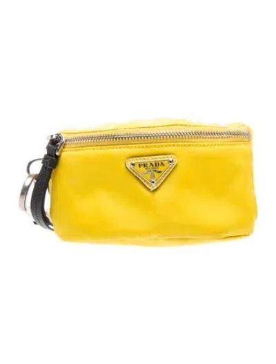 Pre-owned Prada Tessuto Re-nylon Pouch In Yellow