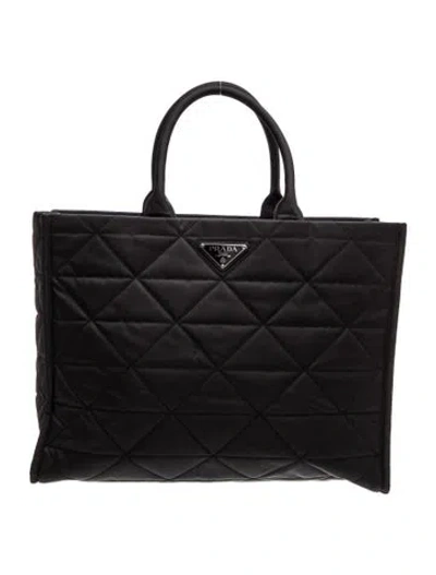 Pre-owned Prada Tessuto Re-nylon Quilted Tote In Black