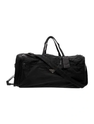 Pre-owned Prada Tessuto Rolling Duffle Bag In Black