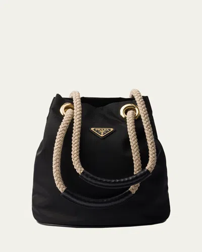 Prada Tessuto Rope Bucket Bag In Black
