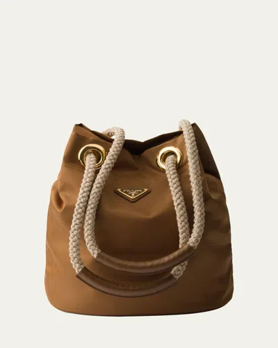 Prada Tessuto Rope Bucket Bag In F0134 Brandy