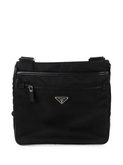 Pre-owned Prada Tessuto Saffiano Cross Body Bag In Black