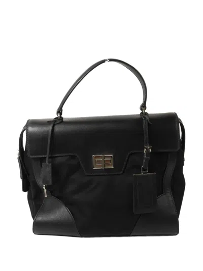 Pre-owned Prada Tessuto Saffiano Handbag In Black