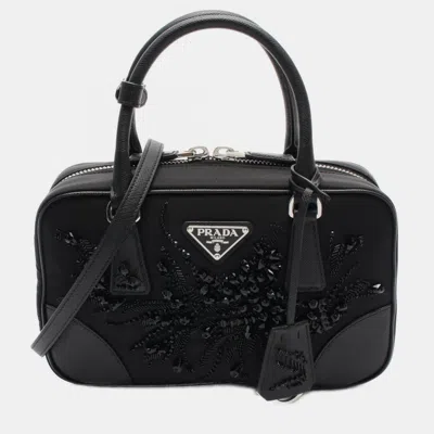 Pre-owned Prada Tessuto+saffiano Handbag In Nylon And Saffiano Leather Black