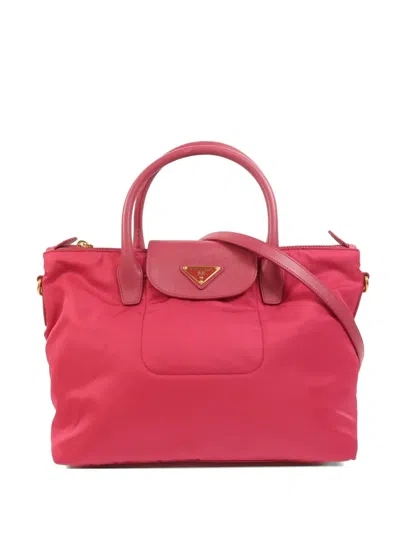 Pre-owned Prada Tessuto Saffiano Shoulder Bag In Pink