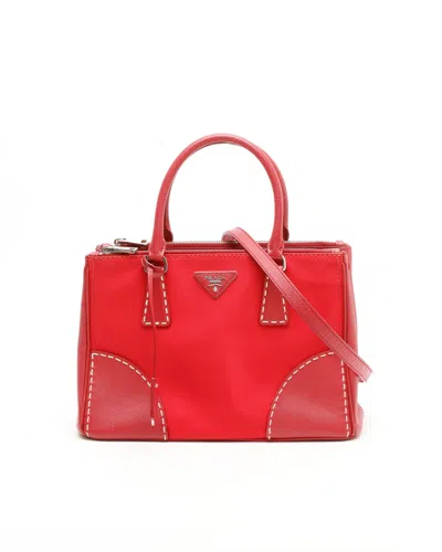 Prada Tessuto Saffiano Stitch Tote Bag In Red