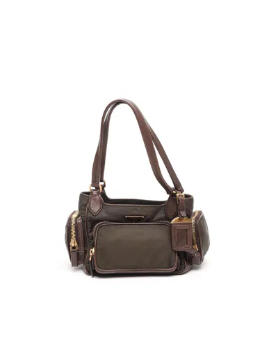 Prada Tessuto Shoulder Bag In Brown