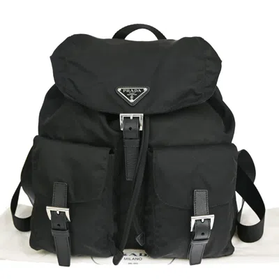 Prada Tessuto Synthetic Backpack Bag () In Black