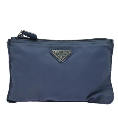 Pre-owned Prada Tessuto Synthetic Clutch Bag () In Blue