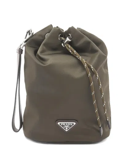 Pre-owned Prada Tessuto Tech Bag In Green