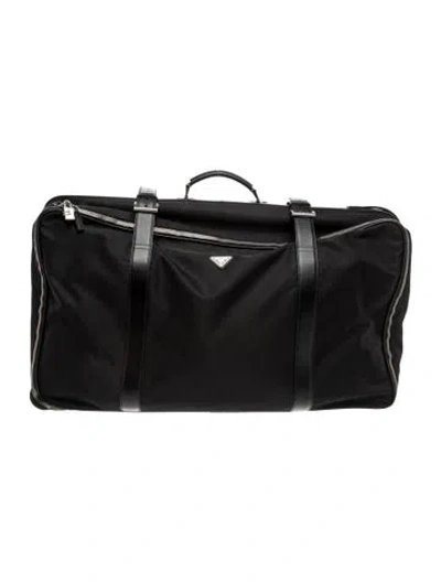 Pre-owned Prada Tessuto Tessuto Nylon Rolling Suitcase In Black