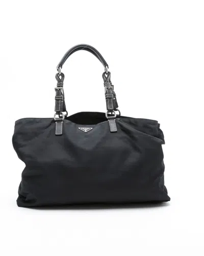 Prada Tessuto Tote Bag In Black