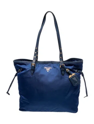 Pre-owned Prada Tessuto Tote In Blue