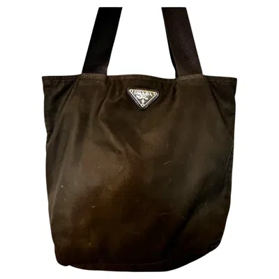 Pre-owned Prada Tessuto Triangle Logo Nylon Tote Black