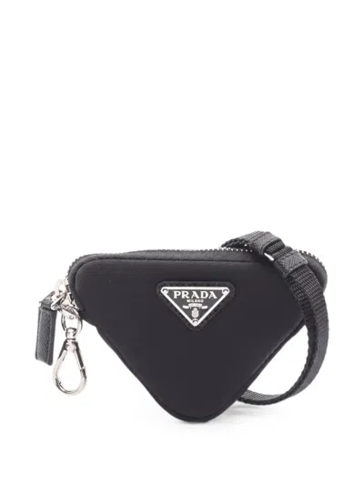 Pre-owned Prada Tessuto Triangle Pouch In Black