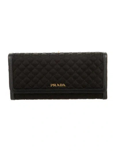 Pre-owned Prada Tessuto Trifold Wallet In Black