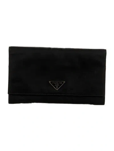 Pre-owned Prada Tessuto Wallet In Black