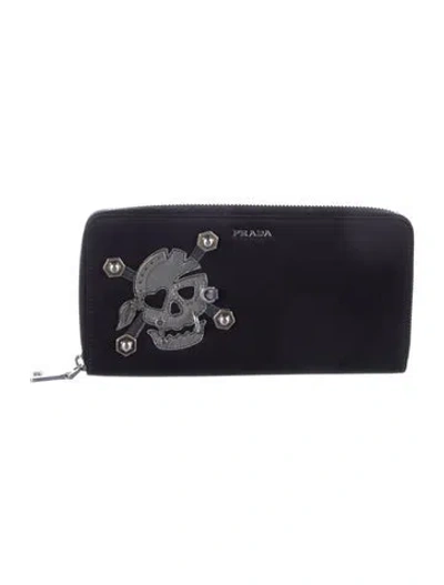 Pre-owned Prada Tessuto Wallet In Black