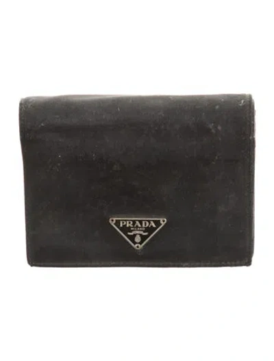 Pre-owned Prada Tessuto Wallet In Black