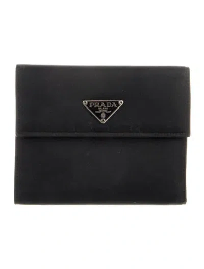 Pre-owned Prada Tessuto Wallet In Black