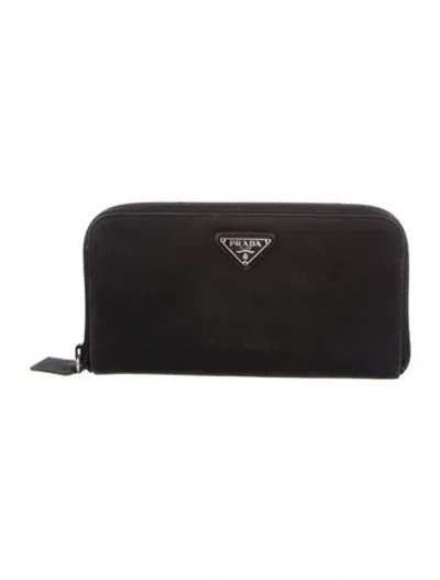 Pre-owned Prada Tessuto Wallet In Black
