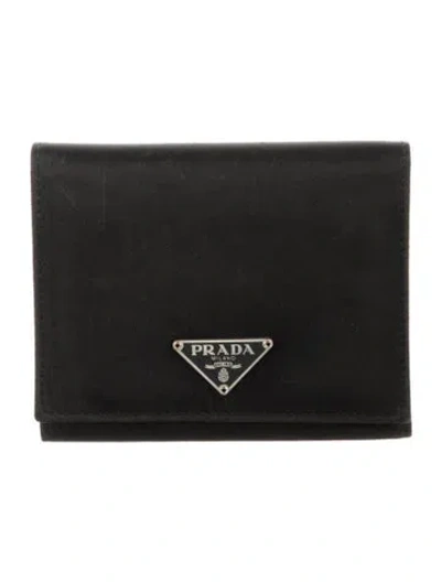 Pre-owned Prada Tessuto Wallet In Black