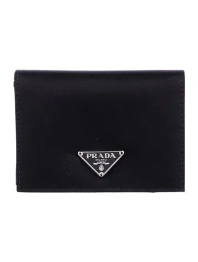 Pre-owned Prada Tessuto Wallet In Black