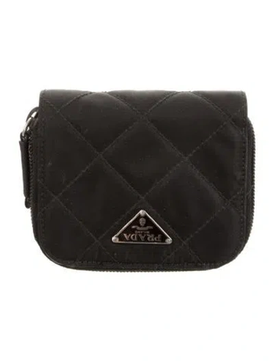 Pre-owned Prada Tessuto Wallet In Black