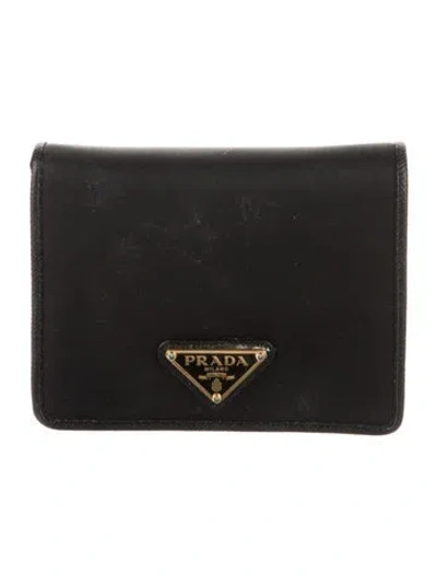 Pre-owned Prada Tessuto Wallet In Black