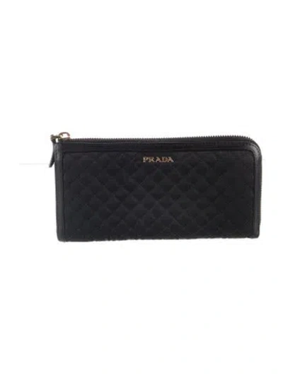 Pre-owned Prada Tessuto Wallet In Black
