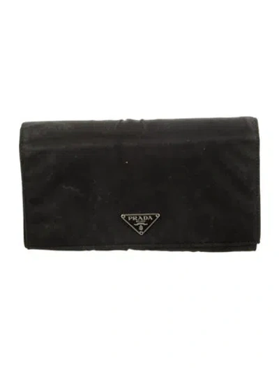 Pre-owned Prada Tessuto Wallet In Black
