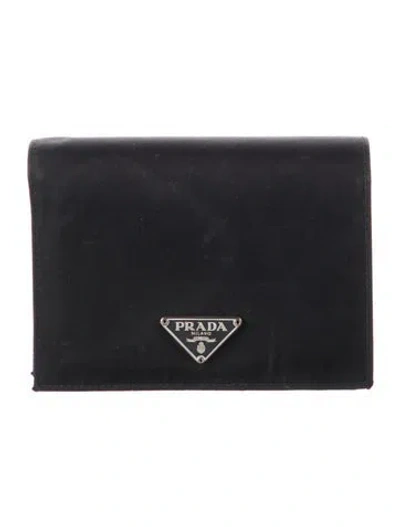 Pre-owned Prada Tessuto Wallet In Black