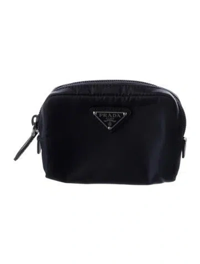 Pre-owned Prada Tessuto Wallet In Blue
