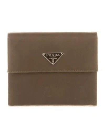 Pre-owned Prada Tessuto Wallet In Brown