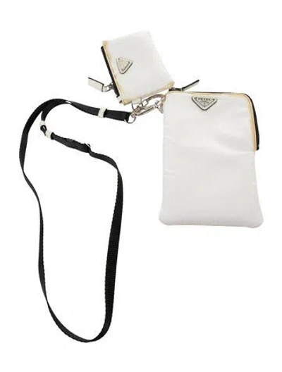 Pre-owned Prada Tessuto Wristlet In White