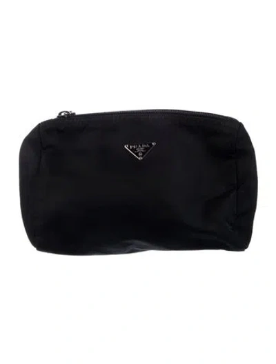 Pre-owned Prada Tessuto Zip Pouch In Black