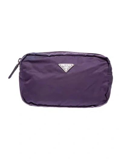 Pre-owned Prada Tessuto Zip Pouch In Purple