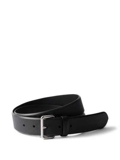 Prada Saffiano Belt In Schwarz