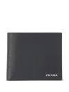 Prada Textured Bi-fold Wallet In 黑色