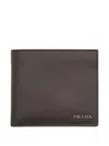 Prada Textured Bifold Wallet In Brown