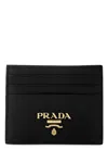 Prada Textured Black Cardholder With Subtle Logo