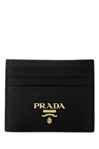 Prada Textured Black Cardholder With Subtle Logo
