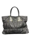 Prada Textured Black Leather Shopper Bag In Grey