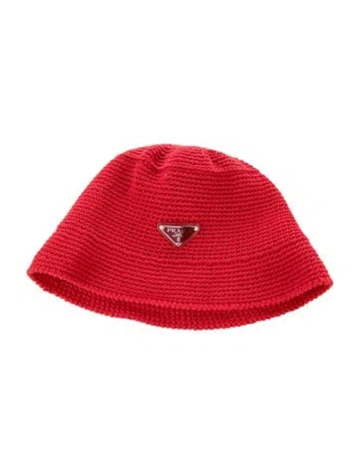 Pre-owned Prada Textured Bucket Hat In Red