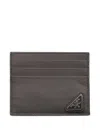Prada Saffiano Leather Card Holder In Gray
