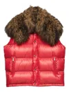 Prada Textured-collar Puffer Gilet In Red
