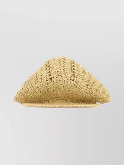 Prada Textured Crochet Baker Boy Hat In Neutral