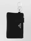 Prada Textured Fabric Key Ring With Metal Hardware