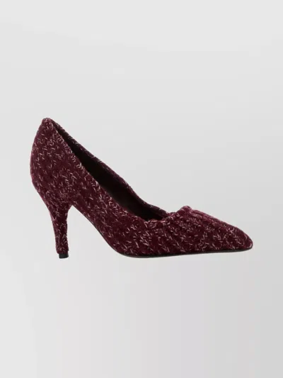 Prada Textured Fabric Mid Heel Pointed Toe Pumps In Multi